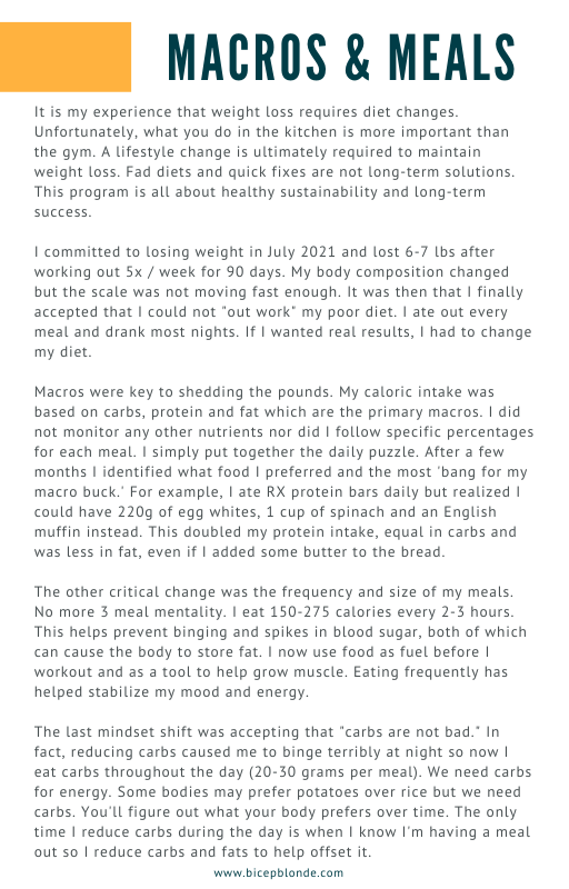 Transformation Workout Program & Macro e-Workbook